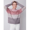 Striped Net Stitch Sweater - Port