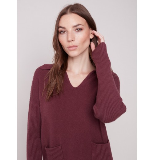 Johnny Collar Sweater - Port