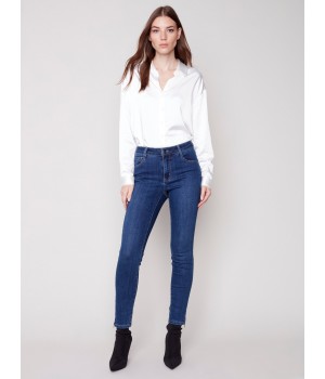 Jeans with Side Zipper - Indigo