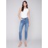 Frayed Hem Denim Pants - Medium Blue