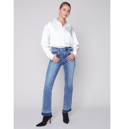 Bootcut Jeans with Contrast Cuff - Medium Blue