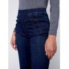 Flare Pull-on Jeans with Decorative Buttons - Blue Black