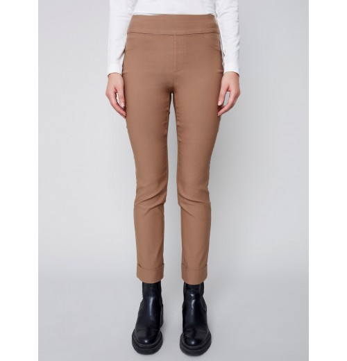 Bengaline Pull-on Pants with Cuff - Truffle