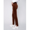 Bootcut Corduroy Pants with Asymmetrical Fringed Hem - Truffle