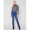 Bootcut Jeans with Asymmetrical Fringed Hem - Blue Jean