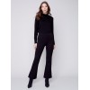 Flare Ponte Pants with Side Slits - Black