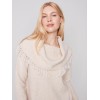 Fringed Cowl Neck Sweater - Ecru