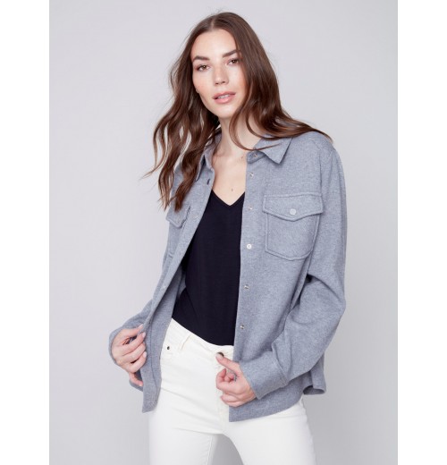 Gutsy Knit Shirt Jacket - Gray