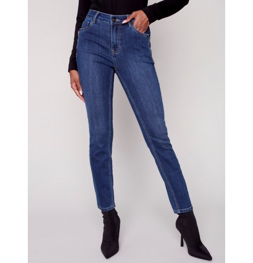 Jeans with Zipper Pocket Detail - Indigo