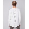 Knit Sweater with Back Lace-up Detail - Ecru