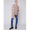 Long Plaid Cardigan with Shawl Collar - Truffle