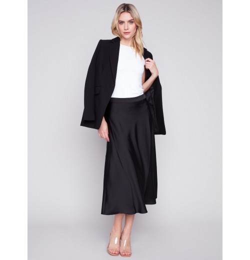 Long Satin Skirt - Black