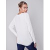 Long-Sleeved Top with Foil Print Detail - Cream