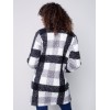 Plaid Bouclé Knit Coat - Black & Cream