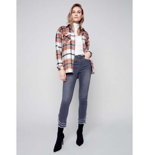 Plaid Flannel Shirt Jacket - Cider