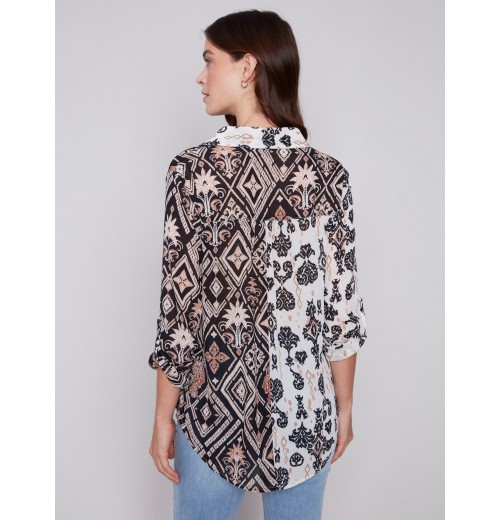 Printed Crinkle Georgette Blouse - Damask