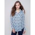 Printed Crinkle Georgette Blouse - Denim