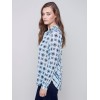 Printed Crinkle Georgette Blouse - Denim