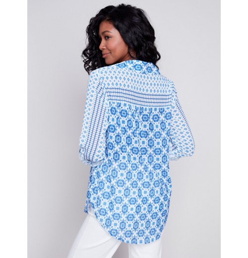 Printed Crinkle Georgette Blouse - Geo