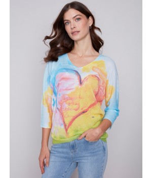 Printed Dolman Sweater - Multicolor