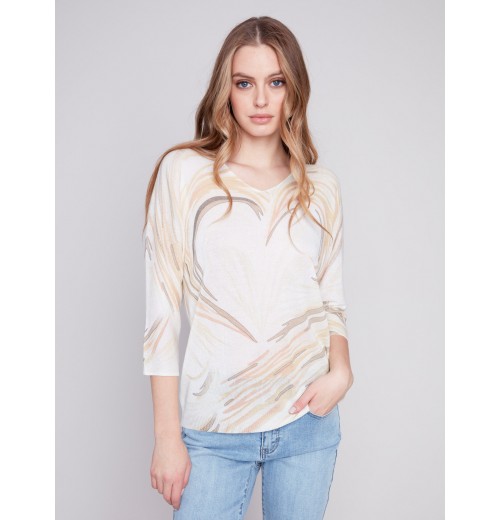 Printed Dolman Sweater - Stone