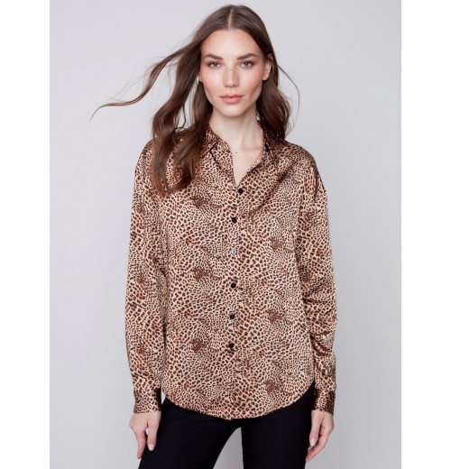 Printed Gutsy Satin Shirt - Animal