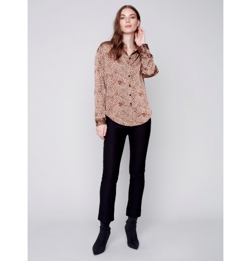 Printed Gutsy Satin Shirt - Animal