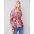 Printed Plush Knit V-Neck Sweater - Cinnamon