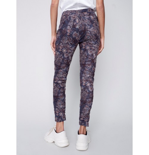 Printed Suede Crinkle Jogger Pants - Paisley