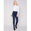 Pull-On Jeans with Snap Button Hem - Blue Black