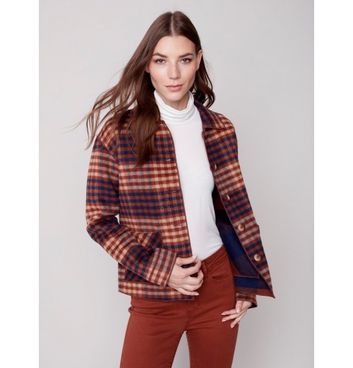 Reversible Plaid Jacket - Cinnamon