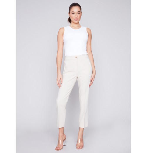 Side Slit Tapered Pants - Beige