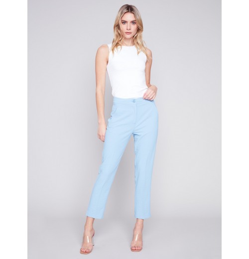 Side Slit Tapered Pants - Sky