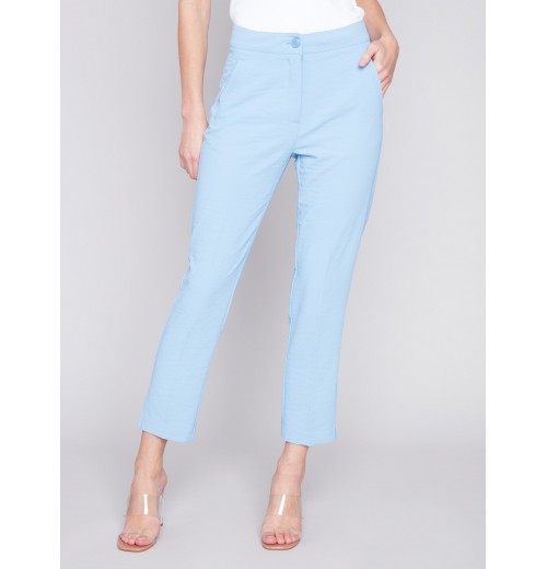 Side Slit Tapered Pants - Sky