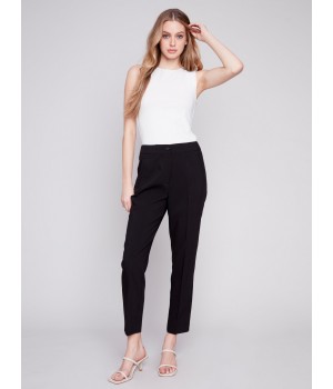 Side Slit Tapered Pants - Black