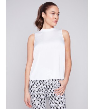 Sleeveless Satin Top - White