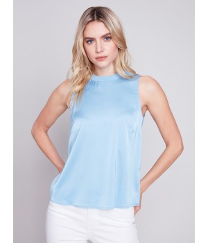 Sleeveless Satin Top - Sky