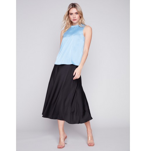 Sleeveless Satin Top - Sky