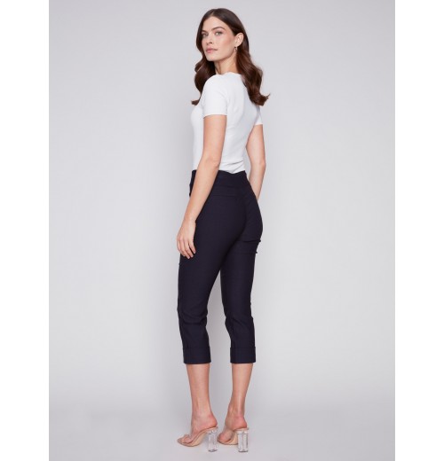 Stretch Pull-On Capri Pants - Navy