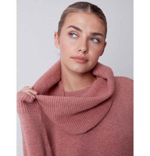 Sweater with Removable Scarf - Cinnamon