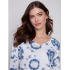 Tie Dye V-Neck Knit Top - Indigo