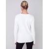 V-Neck Sweater with Grommet Detail - Cream