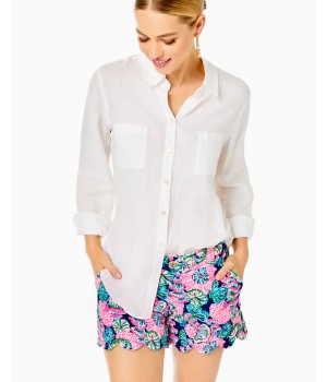 Sea View Linen Button Down Top