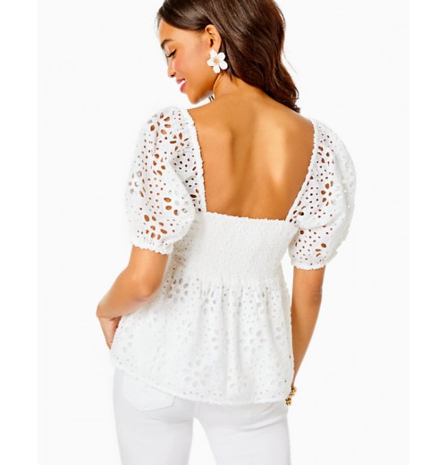 Kay Short Sleeve Eyelet Top