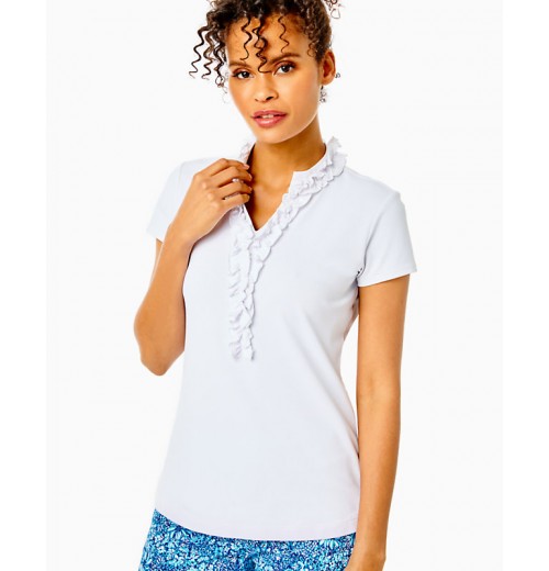 UPF 50+ Luxletic Frida Ruffle Polo Top