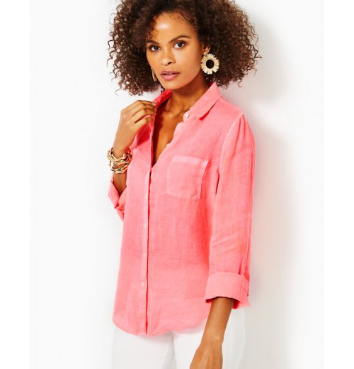 Sea View Linen Button Down Top